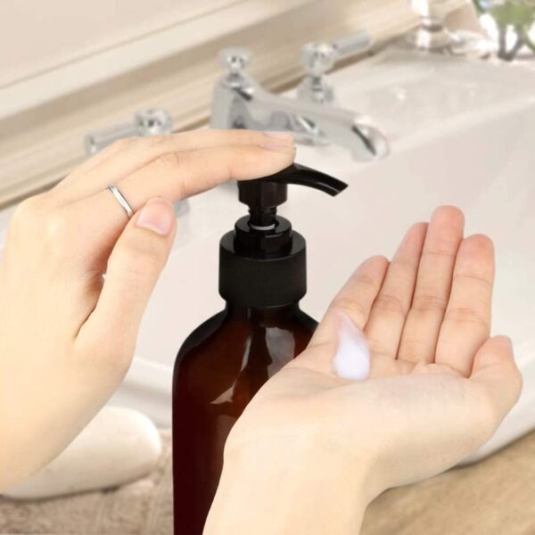 Forest Clay Empty Plastic Pump Bottles Portable Clear Small Cylinder Shampoo Lotion Pump Bottle Dispenser Durable Refillable Containers for Liquid Soap, Massage Oil -300 ml Pack of 2 - Image 3